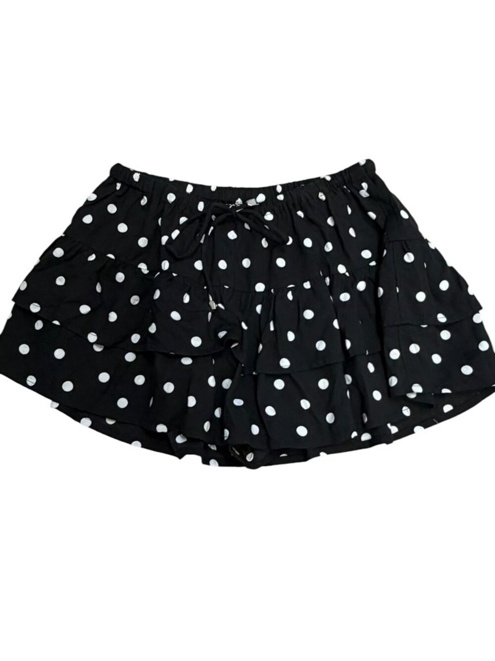 NWOT Keliki Hawaii Polka Dot Ruffle Skort Size Small Black White